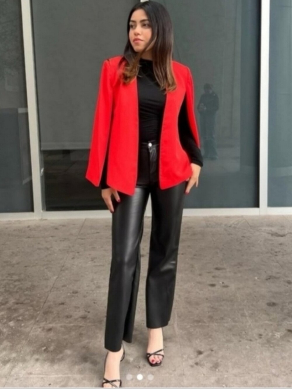 ZARA CAPE BLAZER JACKET RED SIZE S - Picture 4 of 16
